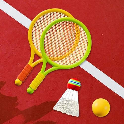 Kids Badminton & Tennis Racket Set – Easy-To-Handle Outdoor Sports Toy With 2 Rackets, 1 Ball, And 1 Shuttlecock For Fun Indoor & Outdoor Play (Random Color)