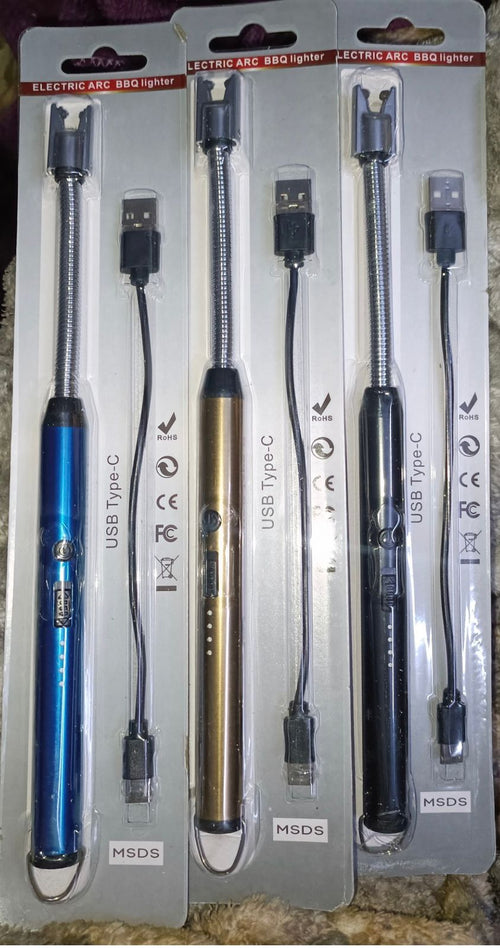 360° Outdoor Kitchen Lighter – USB Rechargeable Electronic Arc Lighter with Flexible Neck, Safety Lock, Windproof & Eco-Friendly Design (Random Colors)