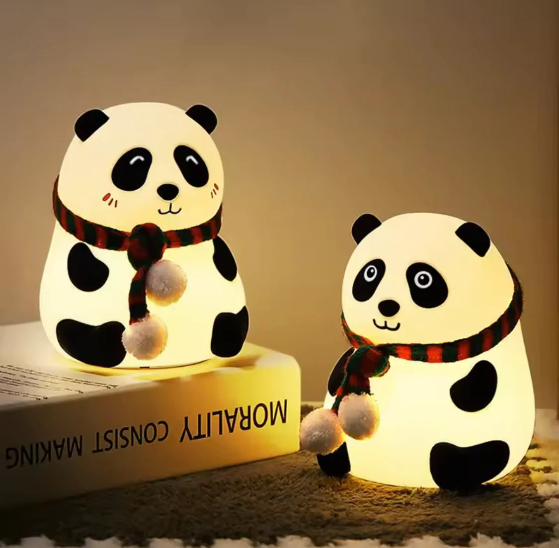 Cute Panda Night Light Lamp, Rechargeable Panda Table Lamp, Silicone USB Panda Night Lamp