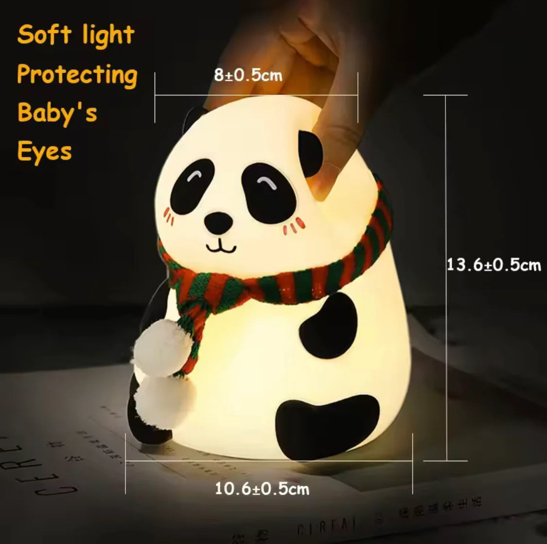 Cute Panda Night Light Lamp, Rechargeable Panda Table Lamp, Silicone USB Panda Night Lamp